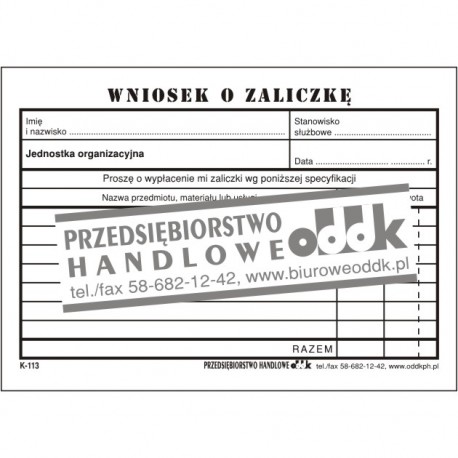 Wniosek o zaliczkę