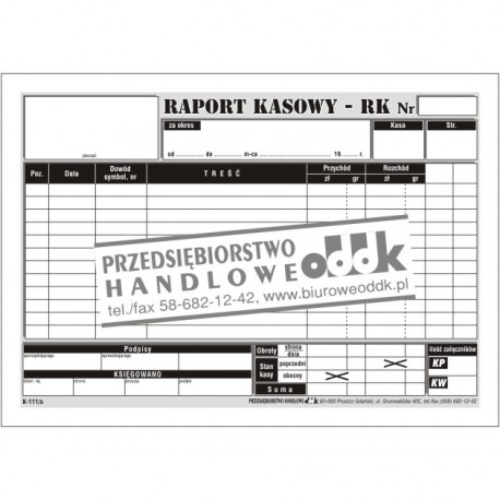 Raport kasowy A5