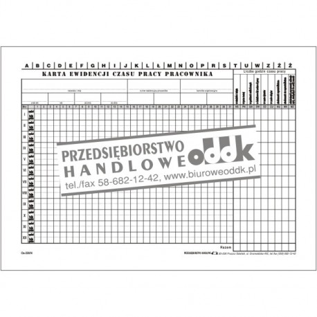 Roczna karta ewidencji czasu pracy