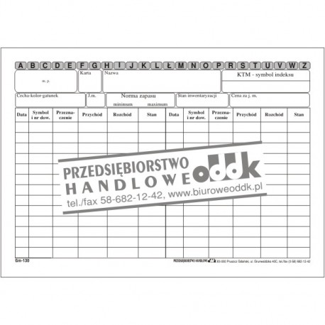 Kartoteka magazynowa A5