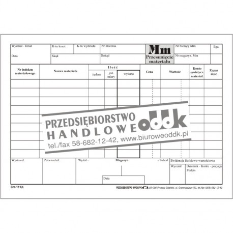 Przesunięcie materiału MM