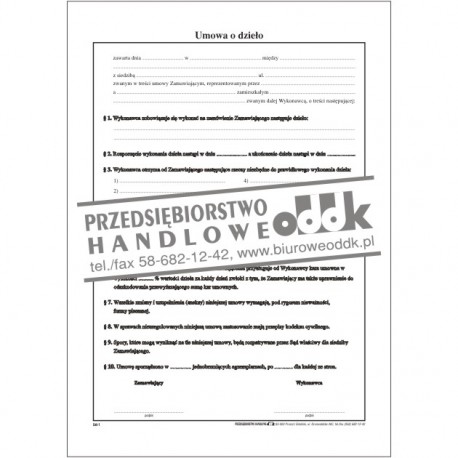 Umowa o dzieło wraz z rachunkiem