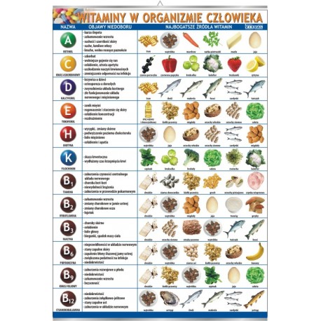 Plansza&nbsp;VISUAL SYSTEM - Witaminy w organizmie człowieka