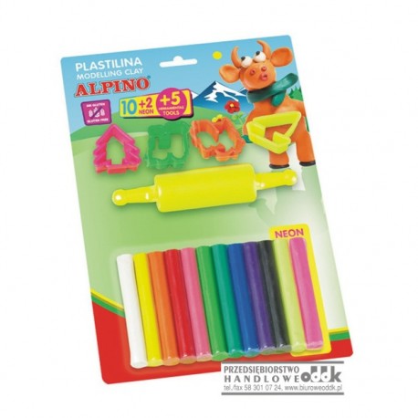 Plastelina bezglutenowa 12 kol. ALPINO + foremki i wałek